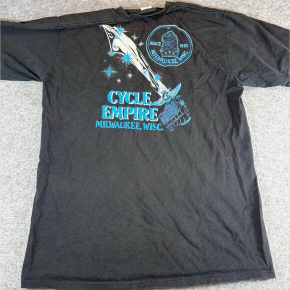 Vintage 90s Motorcycle Shirt Mens Large Black Graphic Wolf Riding Hard Grunge - Picture 6 of 7